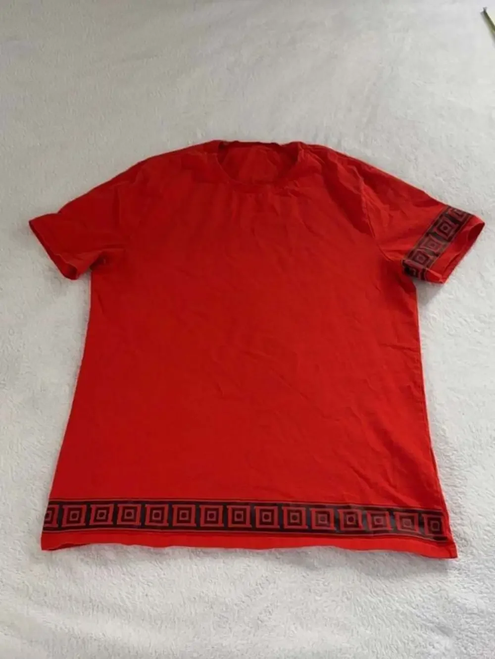 Versace Collection Red Greek Key Trim T-Shirt XXL
